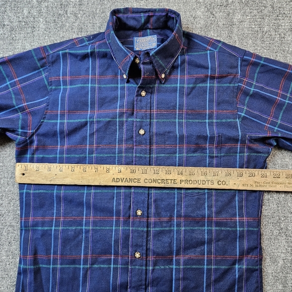 Vintage Sir Pendleton Plaid Wool Flannel Shirt M Blue Green 80s 90s USA - Picture 6 of 12